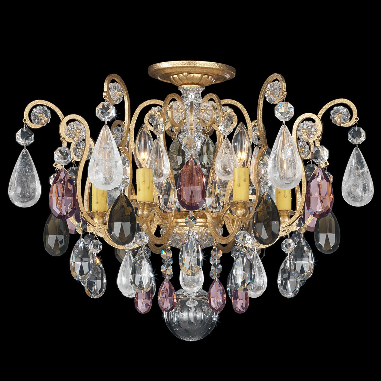 Renaissance Rock Crystal 16"H x 20"W 6-Light Semi-Flush Mount in