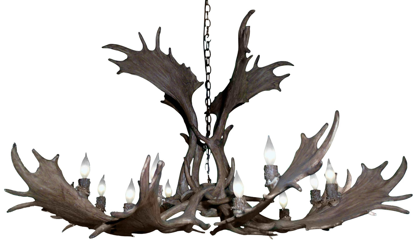 Reproduction Antler 51"W Natural Brown 12-Light Chandelier