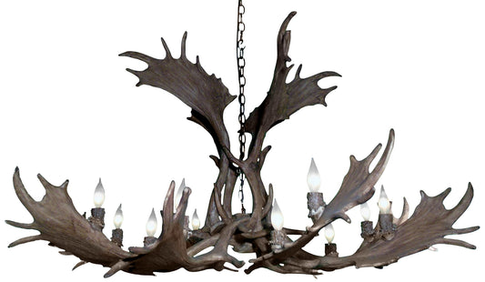 Reproduction Antler 51"W Natural Brown 12-Light Chandelier