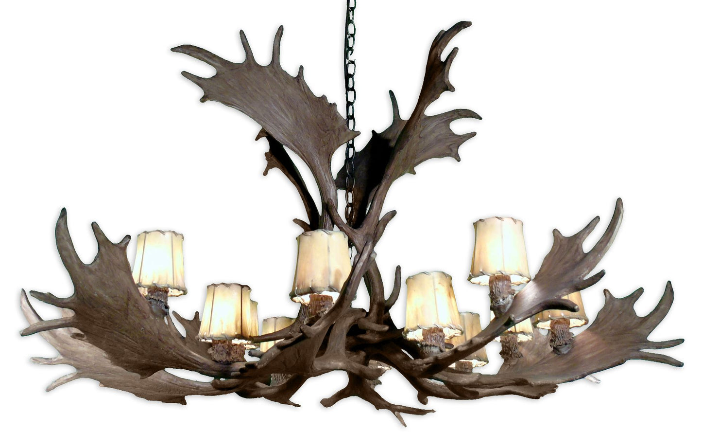 Reproduction Antler 51"W Natural Brown 12-Light Chandelier