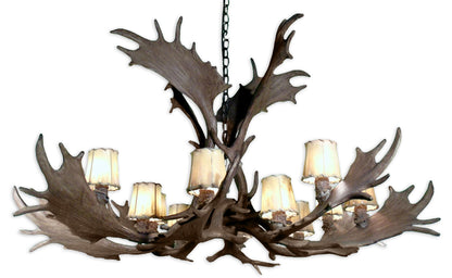 Reproduction Antler 51"W Natural Brown 12-Light Chandelier