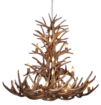 Reproduction Antler 52"W Natural Brown 16-Light Chandelier