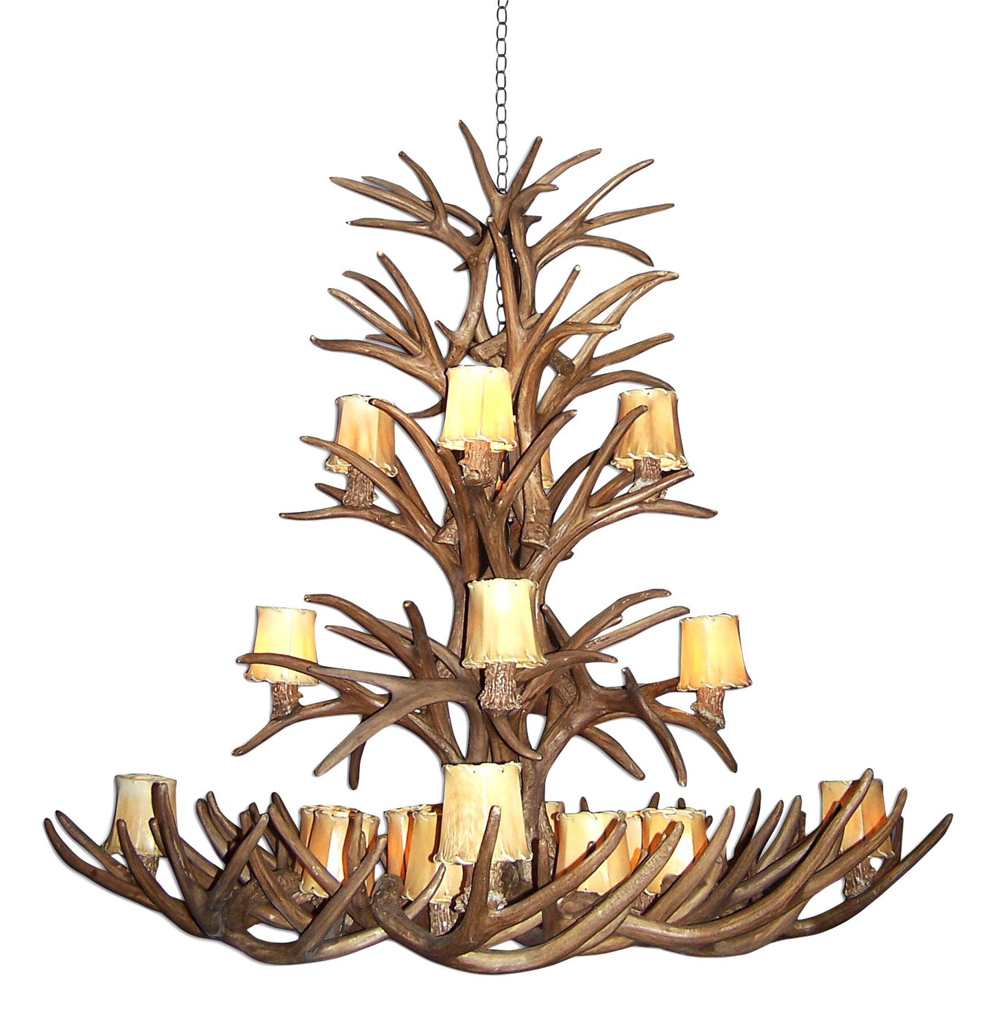 Reproduction Antler 52"W Natural Brown 16-Light Chandelier