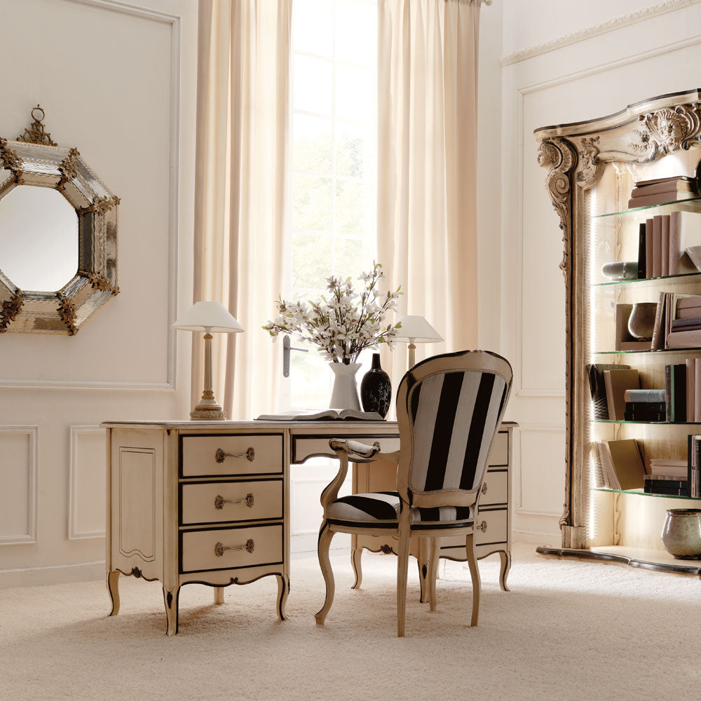 Reproduction Ivory And Black Italian Desk