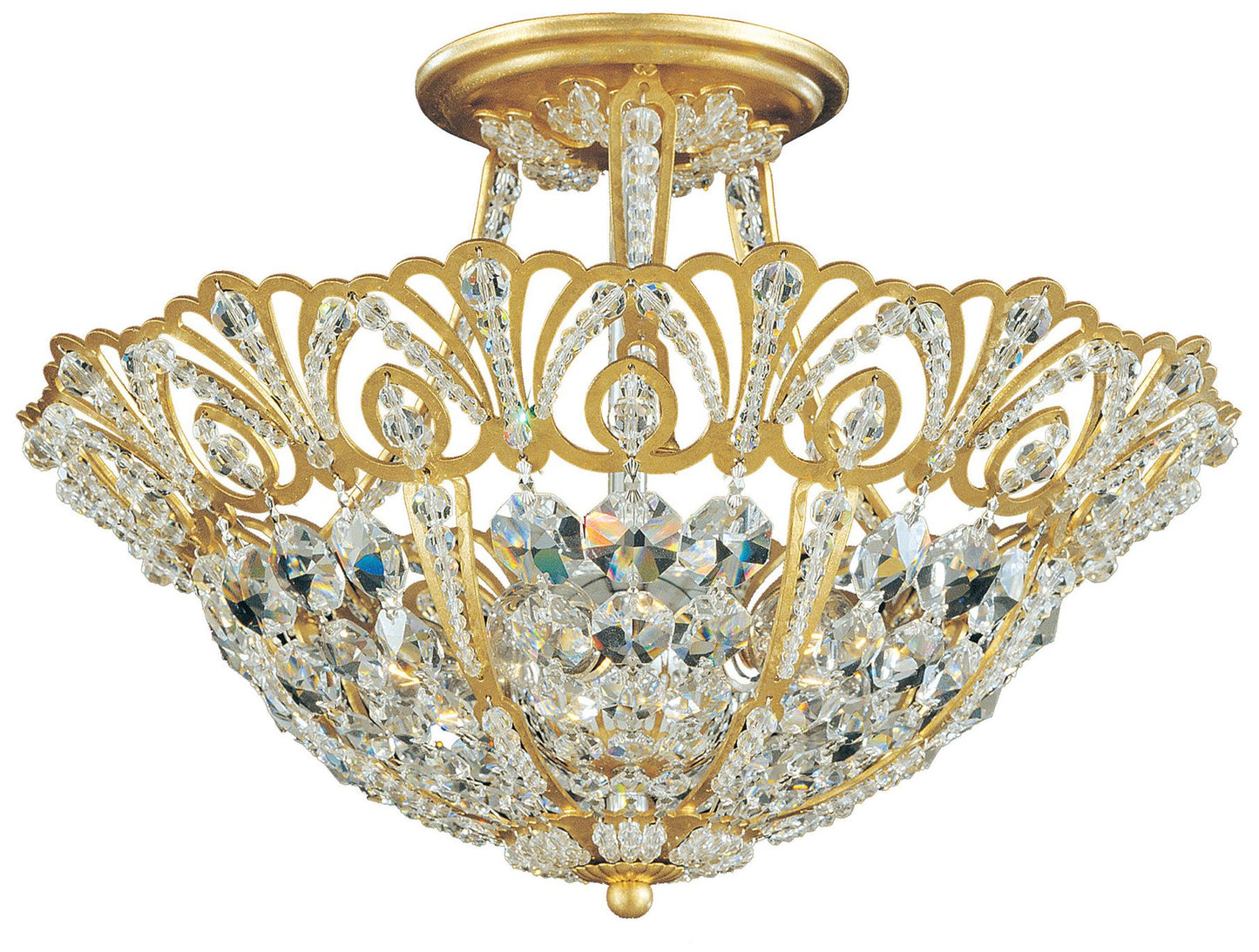 Rivendell 10.5"H x 15"W 5-Light Crystal Semi-Flush Mount in Heirl