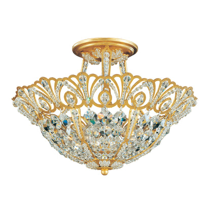 Rivendell 10.5"H x 15"W 5-Light Crystal Semi-Flush Mount in Heirl