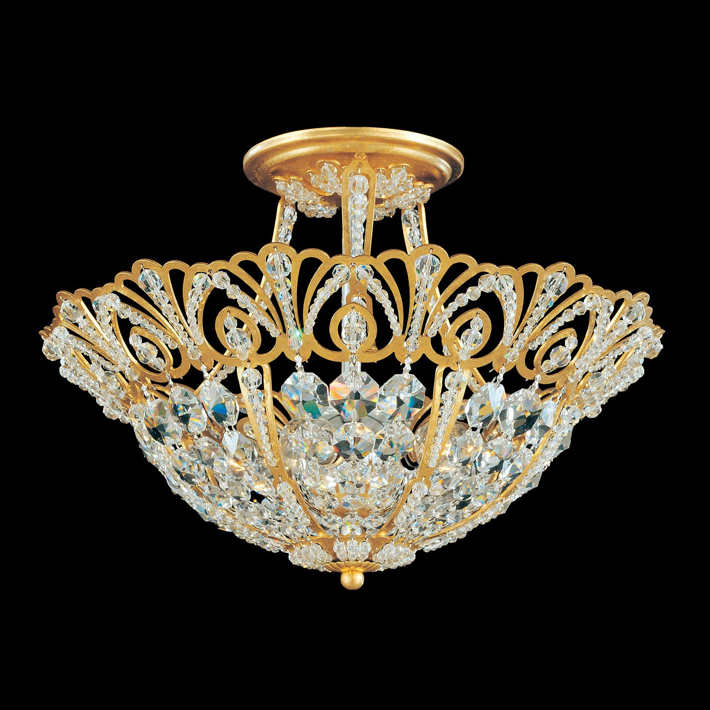 Rivendell 10.5"H x 15"W 5-Light Crystal Semi-Flush Mount in Heirl