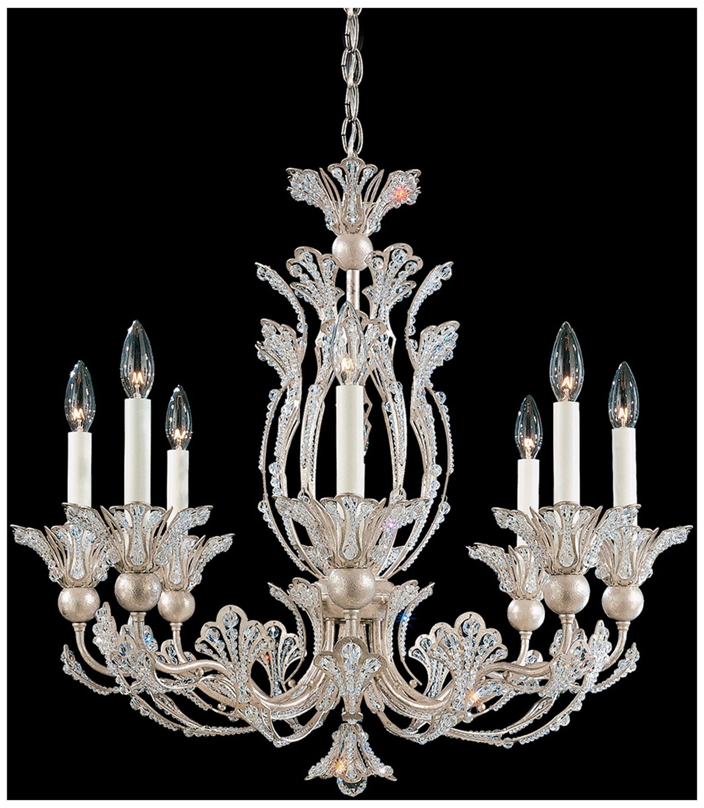 Rivendell 23"H x 26"W 8-Light Crystal Chandelier in Antique Silve