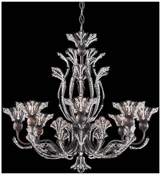 Rivendell 23"H x 26"W 8-Light Crystal Chandelier in Heirloom Bron