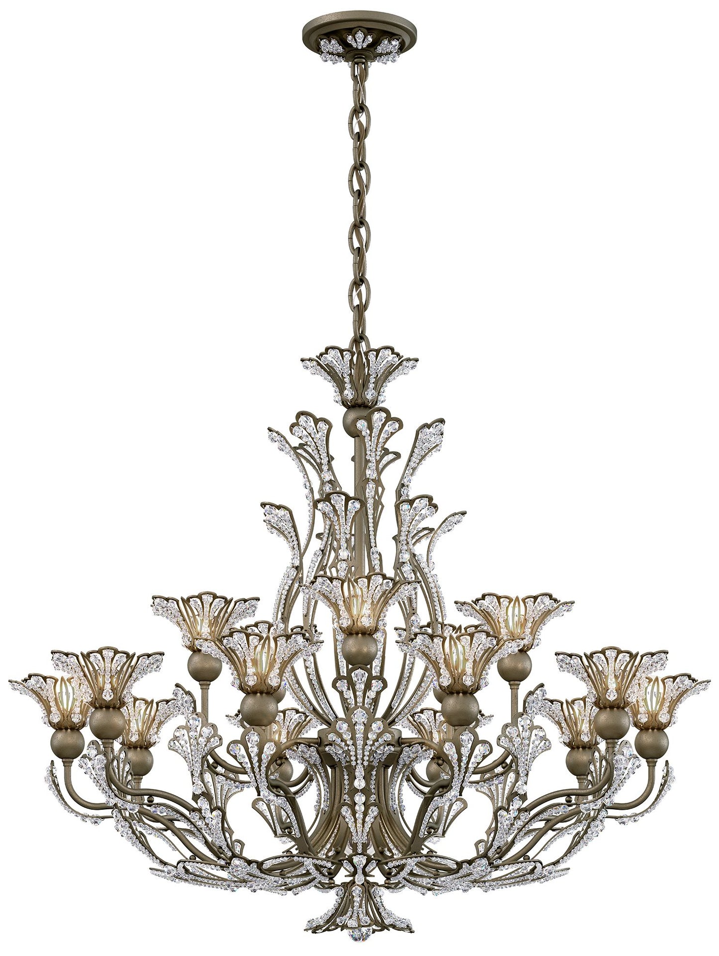 Rivendell 27"H x 32"W 16-Light Crystal Chandelier in Etruscan Gol