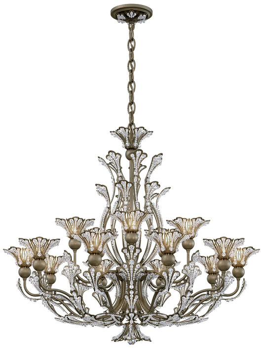 Rivendell 27"H x 32"W 16-Light Crystal Chandelier in Etruscan Gol