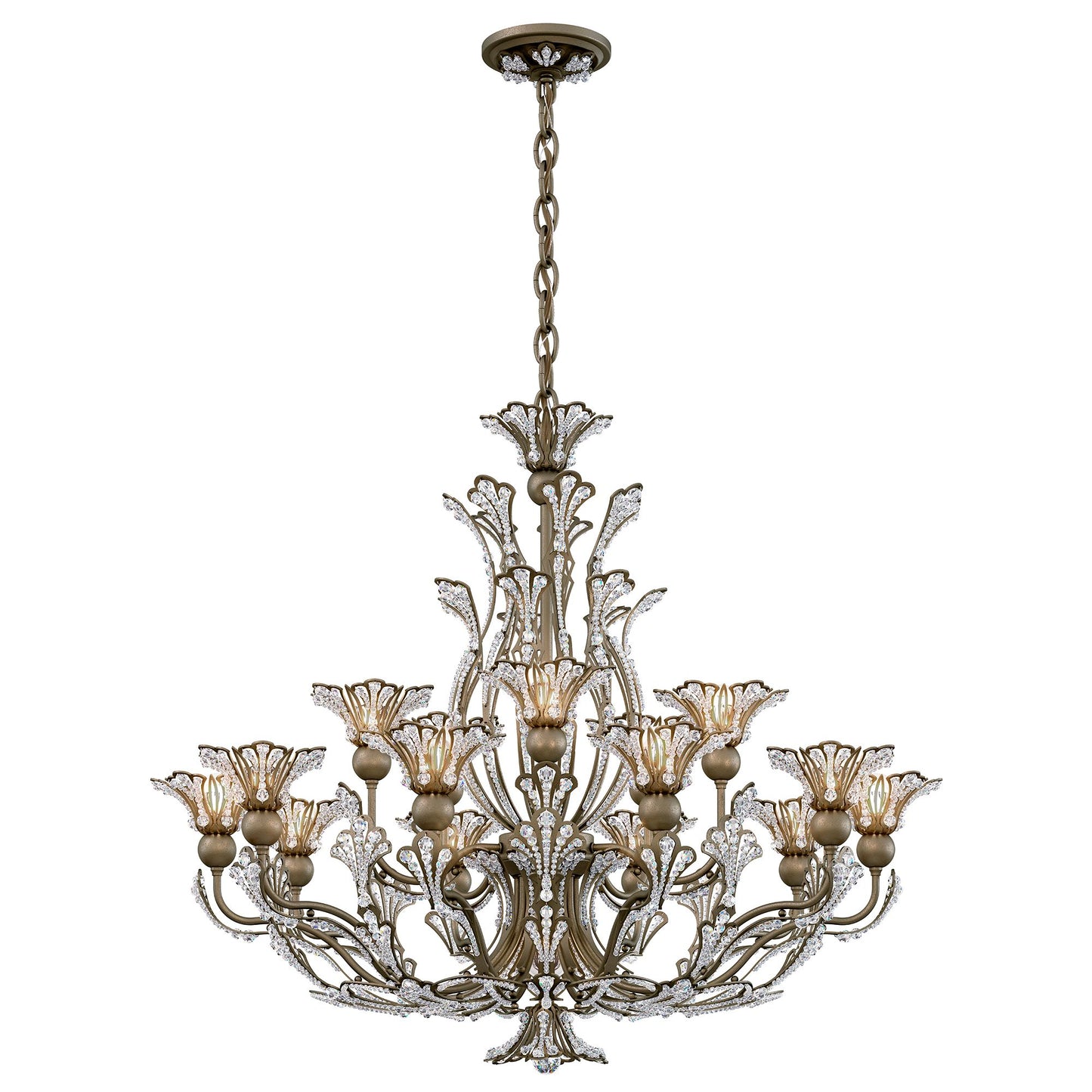 Rivendell 27"H x 32"W 16-Light Crystal Chandelier in Etruscan Gol