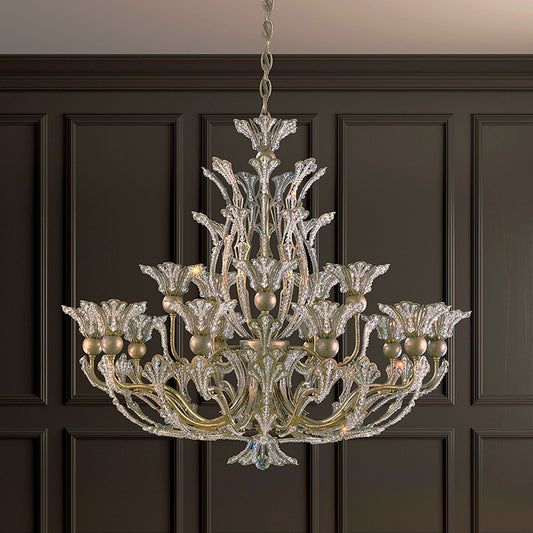 Rivendell 27"H x 32"W 16-Light Crystal Chandelier in Etruscan Gol