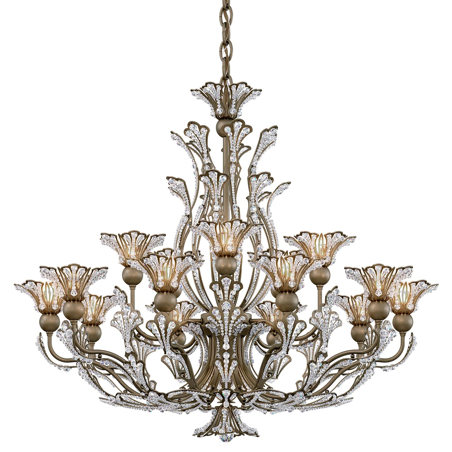Rivendell 27"H x 32"W 16-Light Crystal Chandelier in Etruscan Gol