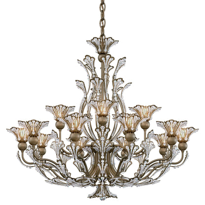 Rivendell 27"H x 32"W 16-Light Crystal Chandelier in Etruscan Gol