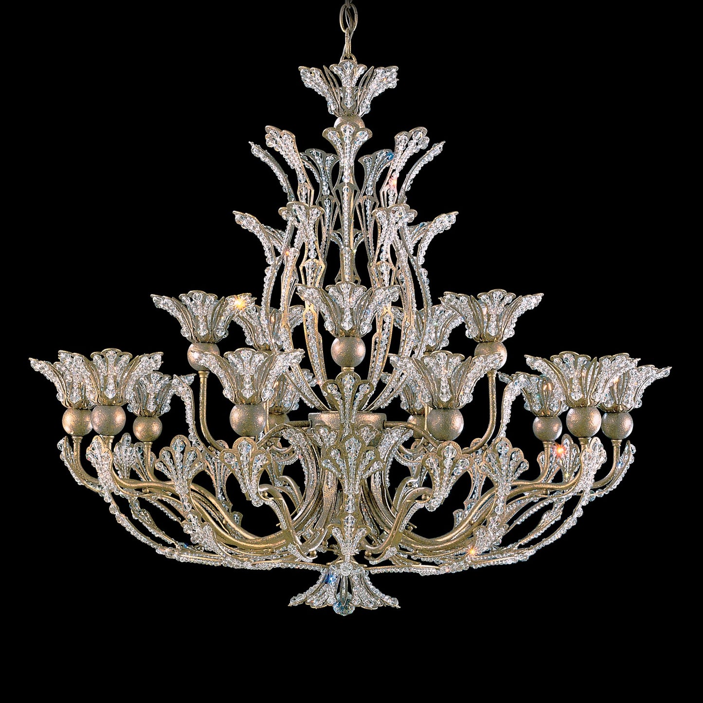 Rivendell 27"H x 32"W 16-Light Crystal Chandelier in Etruscan Gol
