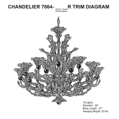 Rivendell 27"H x 32"W 16-Light Crystal Chandelier in Etruscan Gol