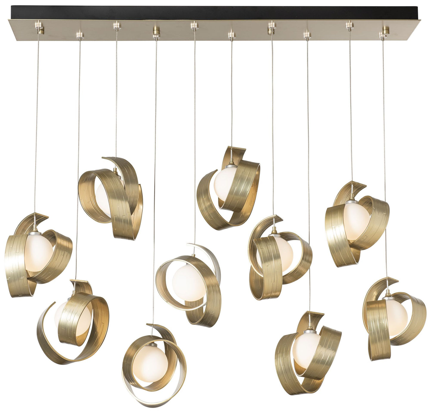 Riza 12.2" Wide 10-Light Modern Brass Pendant