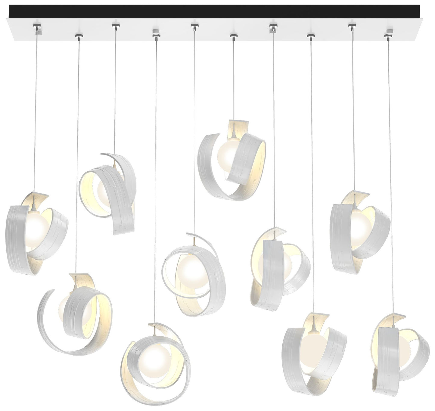 Riza 12.2" Wide 10-Light White Pendant With Opal Glass Shade