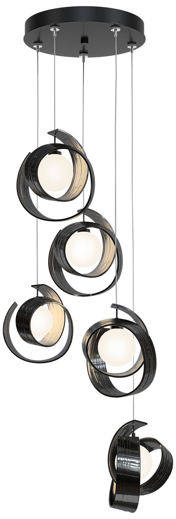 Riza 19.1" Wide 5-Light Ink Pendant With Opal Glass Shade