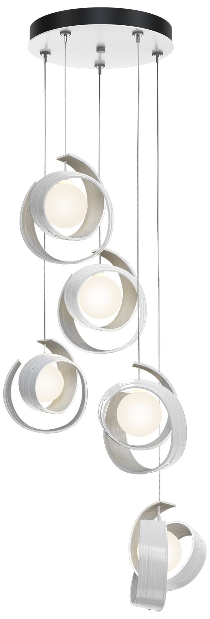 Riza 19.1" Wide 5-Light White Pendant With Opal Glass Shade