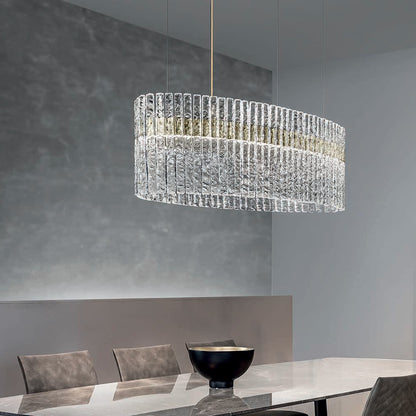 Rock Crystal Inspired Contemporary Oval Chandelier