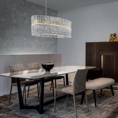 Rock Crystal Inspired Contemporary Oval Chandelier