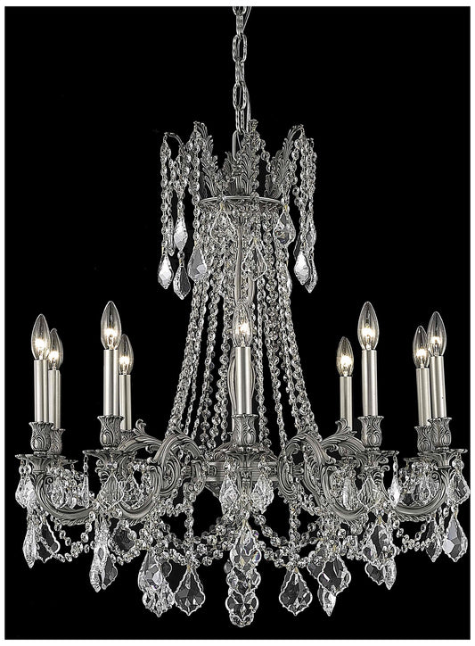 Rosalia 10 Lt Pewter Chandelier Clear