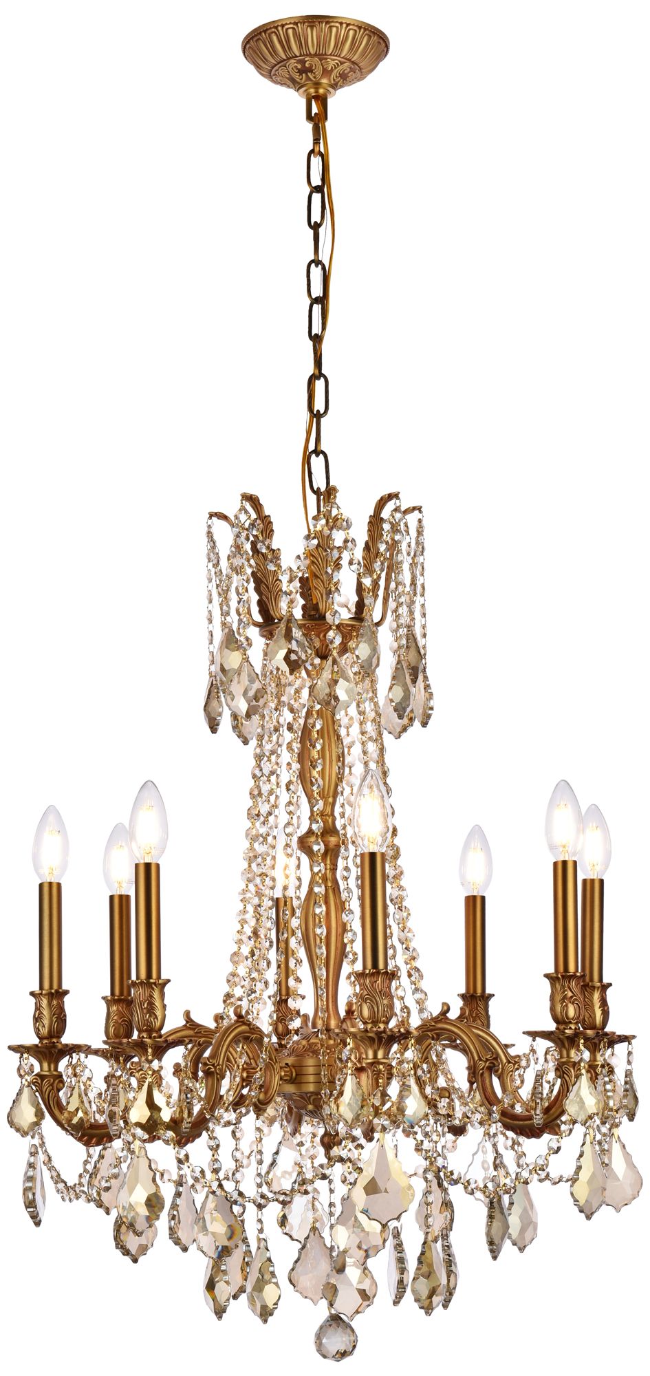 Rosalia 8 Lt French Gold Chandelier Golden Teak