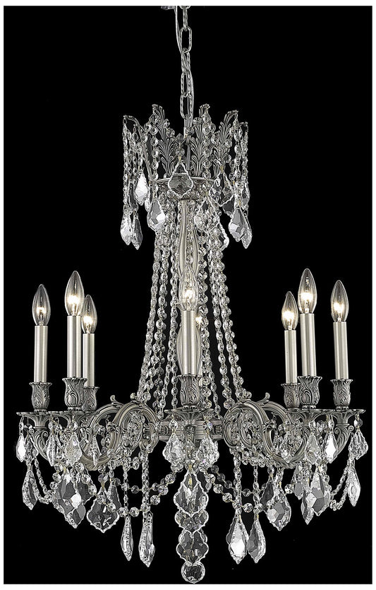 Rosalia 8 Lt Pewter Chandelier Clear