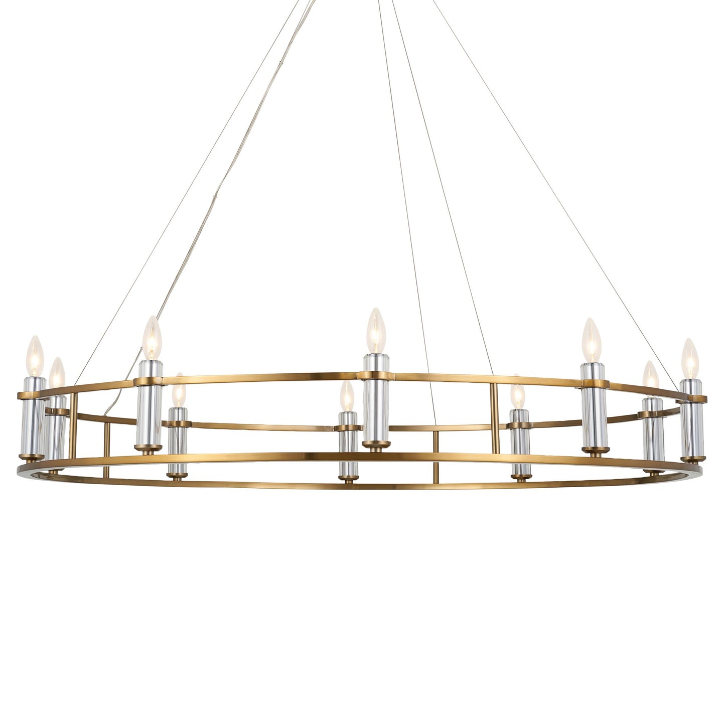 Rosalind?50" Wide Brushed Natural Brass 10-Light Chandelier