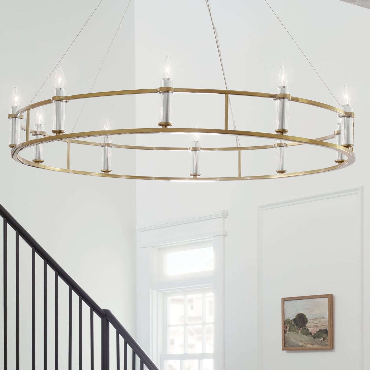 Rosalind?50" Wide Brushed Natural Brass 10-Light Chandelier