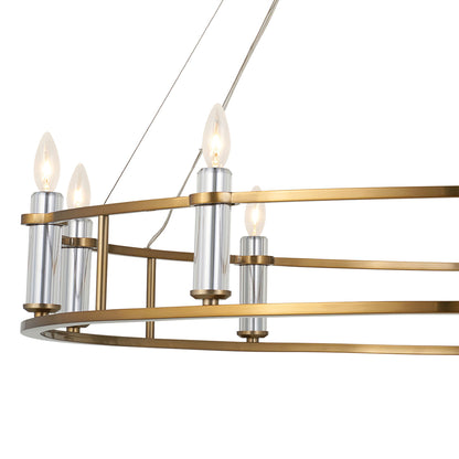 Rosalind?50" Wide Brushed Natural Brass 10-Light Chandelier