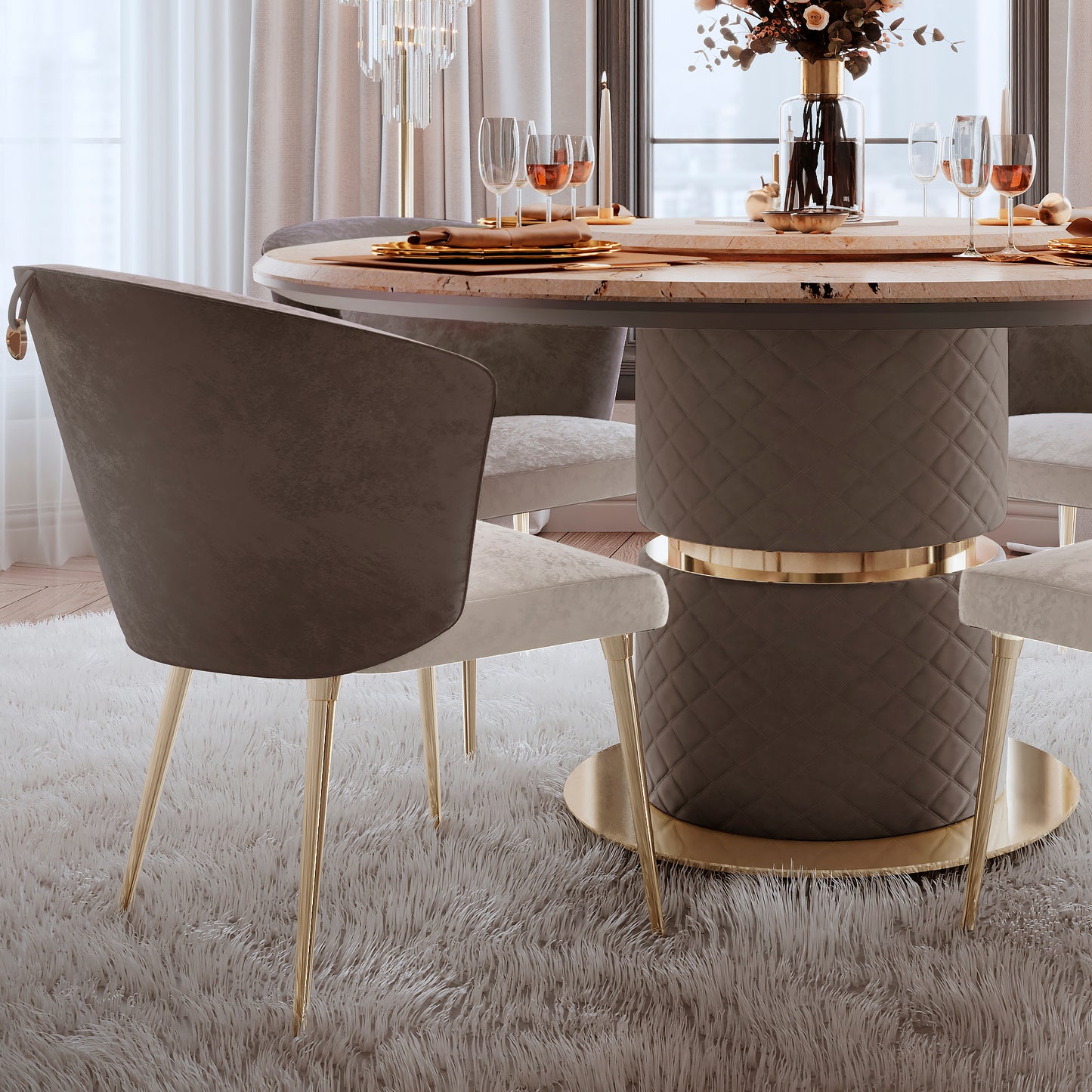 Marble Round Dining Table With Lazy Susan