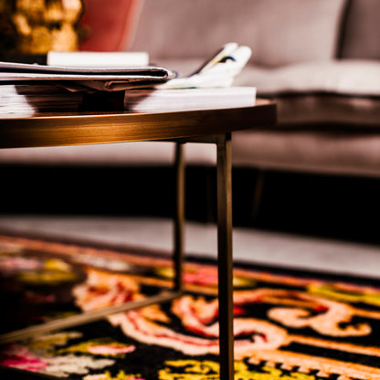 Round Walnut Veneer Coffee Table Set