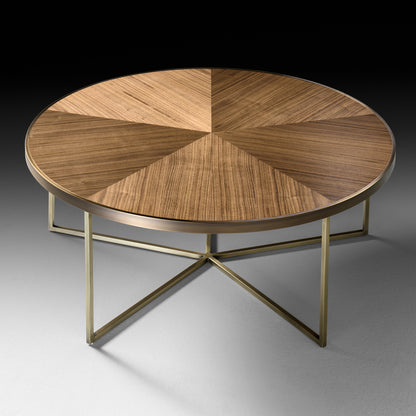 Round Walnut Veneer Coffee Table Set