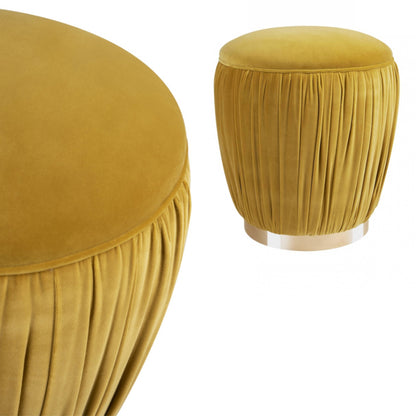 Ruched Pouffe With Gold Plated Base