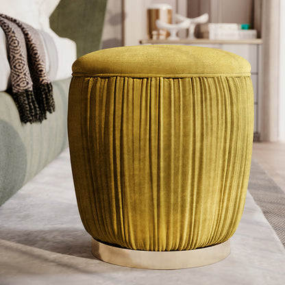 Ruched Pouffe With Gold Plated Base