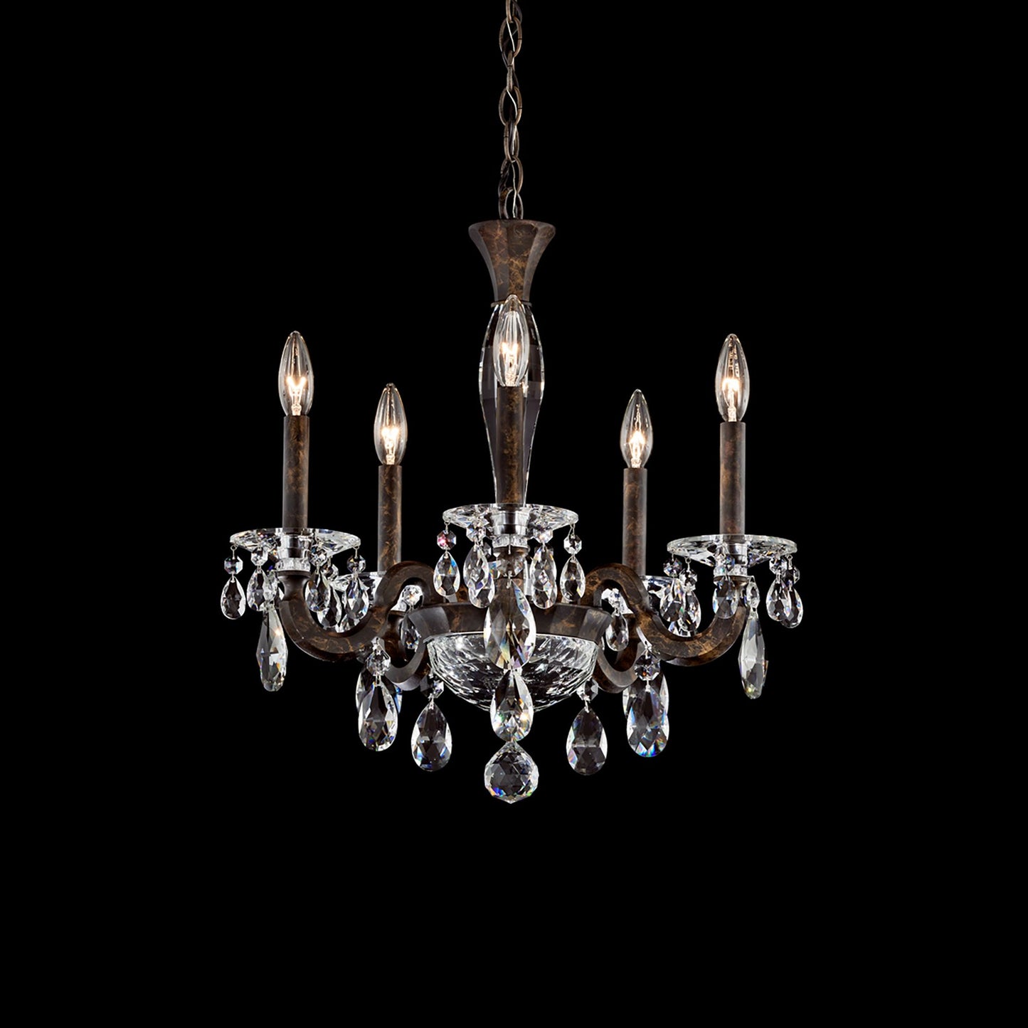 San Marco 22"H x 20.3"W 5-Lt Crystal Chandelier in Hrlm Bronze