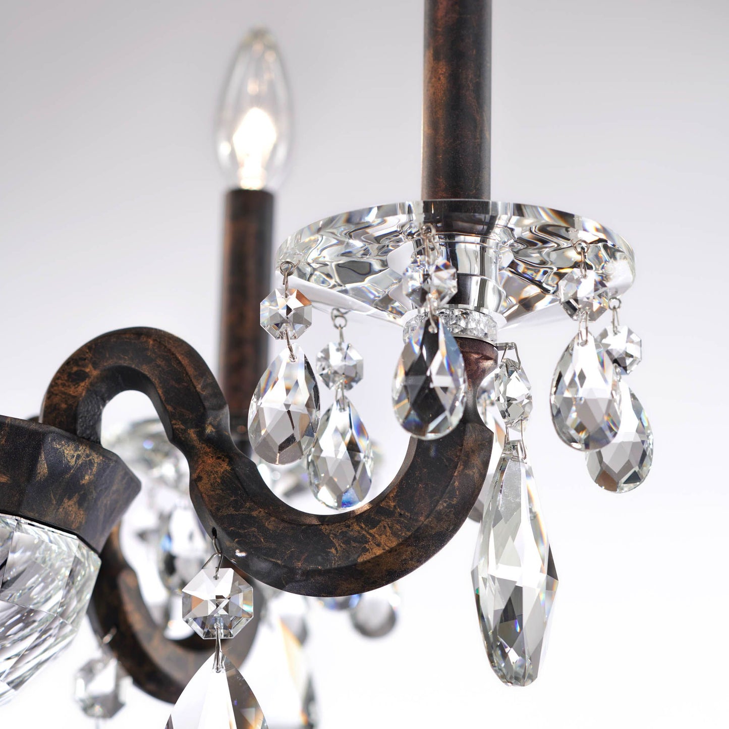 San Marco 22"H x 20.3"W 5-Lt Crystal Chandelier in Hrlm Bronze