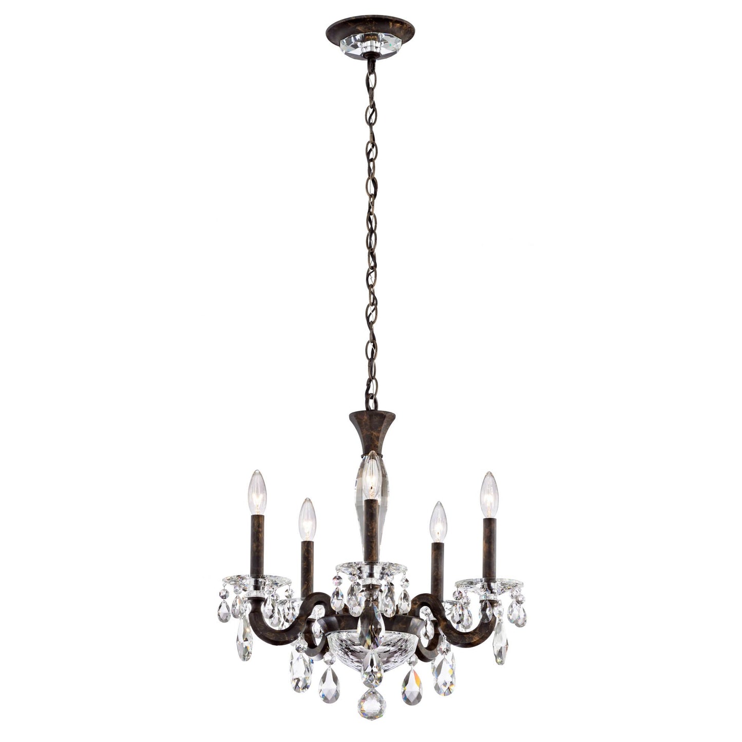 San Marco 22"H x 20.3"W 5-Lt Crystal Chandelier in Hrlm Bronze