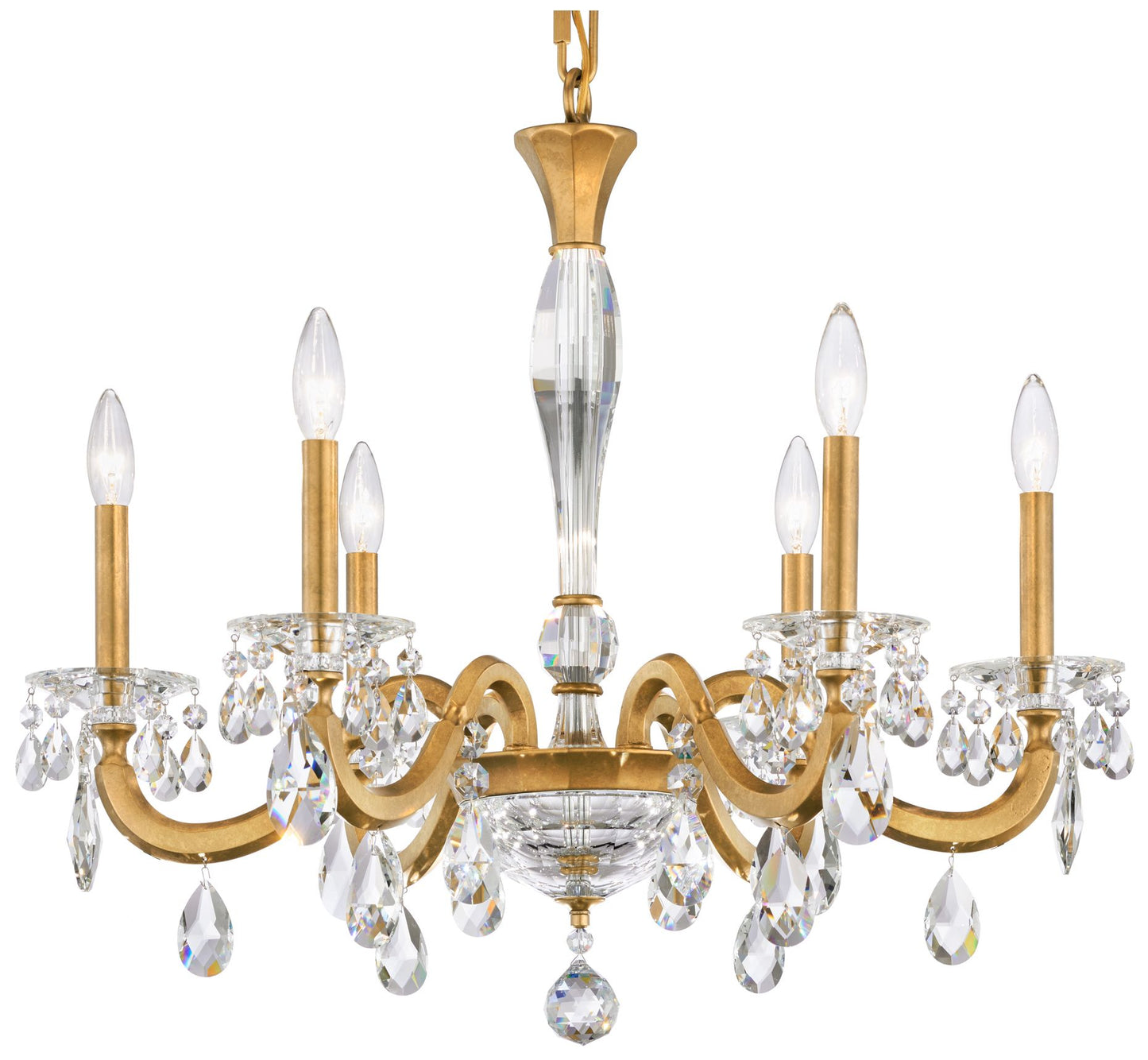 San Marco 24"H x 28.3"W 6-Lt Crystal Chandelier in Hrlm Gold