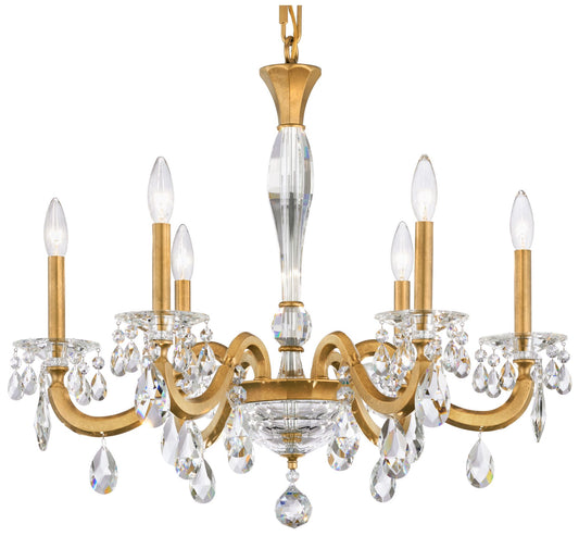 San Marco 24"H x 28.3"W 6-Lt Crystal Chandelier in Hrlm Gold