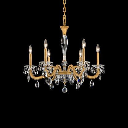 San Marco 24"H x 28.3"W 6-Lt Crystal Chandelier in Hrlm Gold