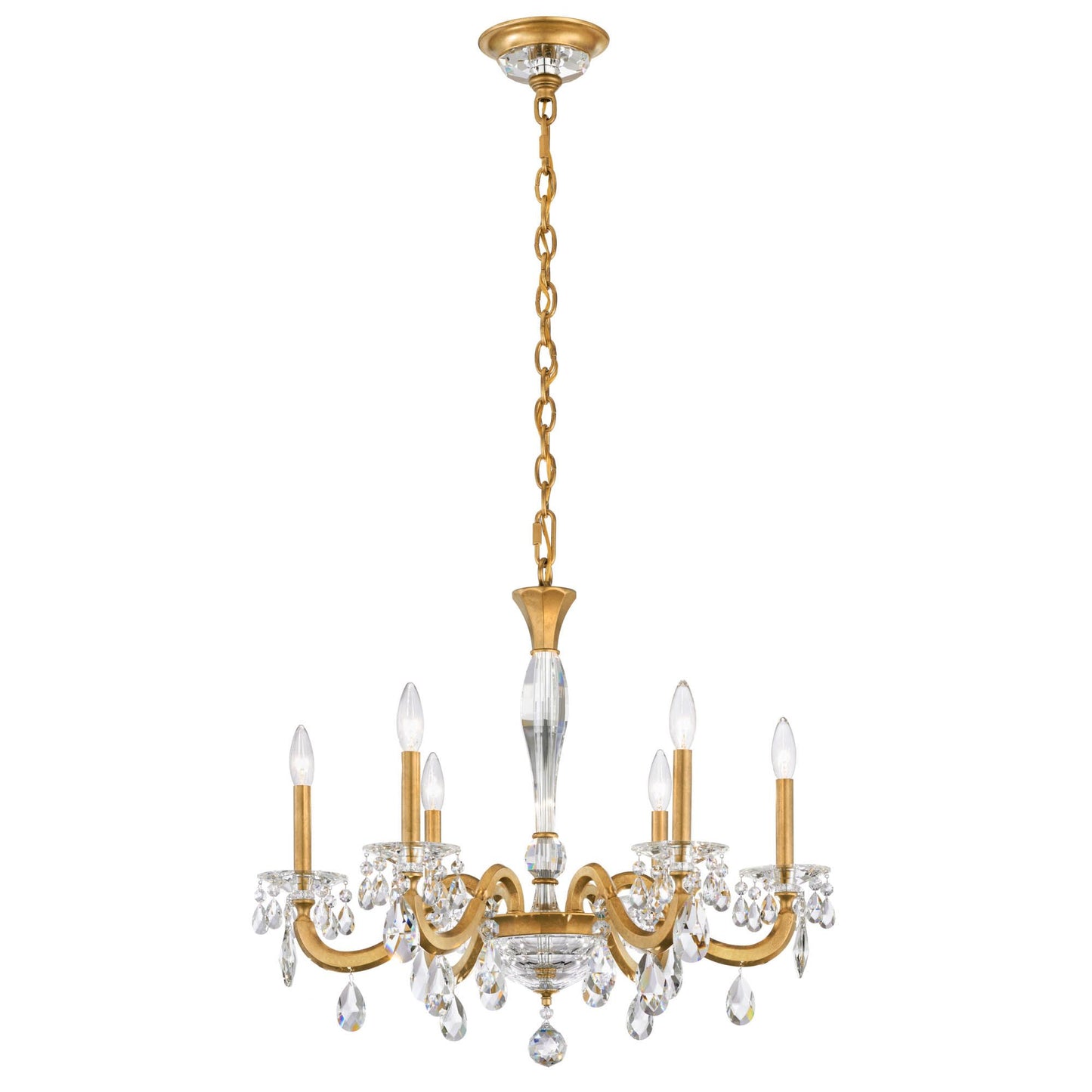 San Marco 24"H x 28.3"W 6-Lt Crystal Chandelier in Hrlm Gold