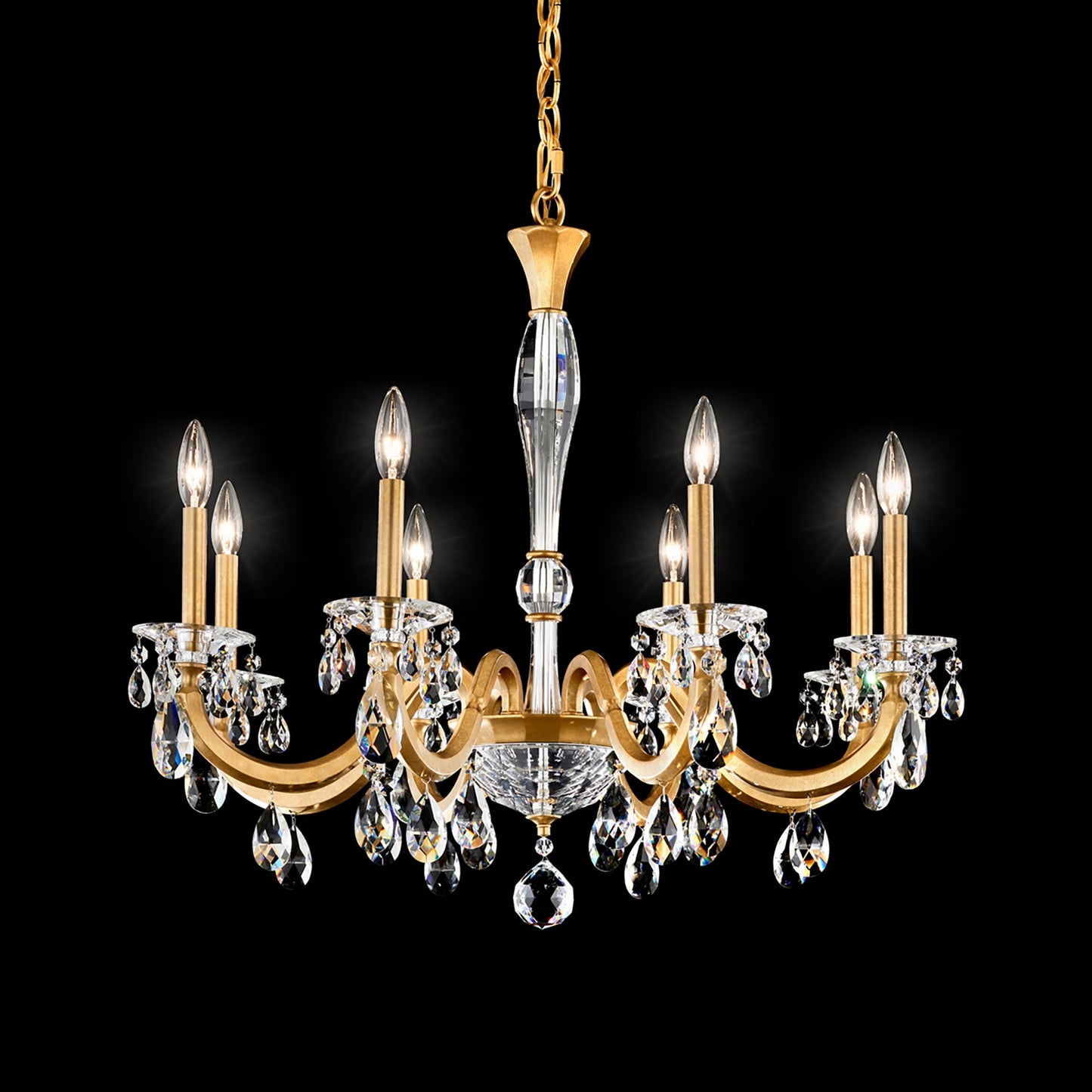 San Marco 26.8"H x 32.3"W 8-Lt Crystal Chandelier in Hrlm Gold