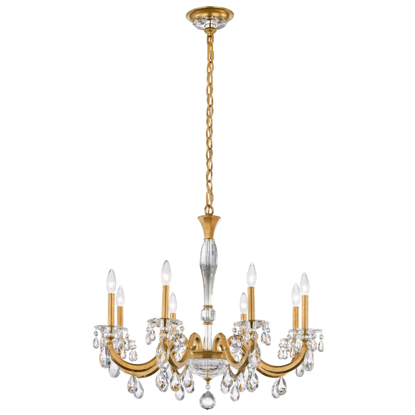 San Marco 26.8"H x 32.3"W 8-Lt Crystal Chandelier in Hrlm Gold