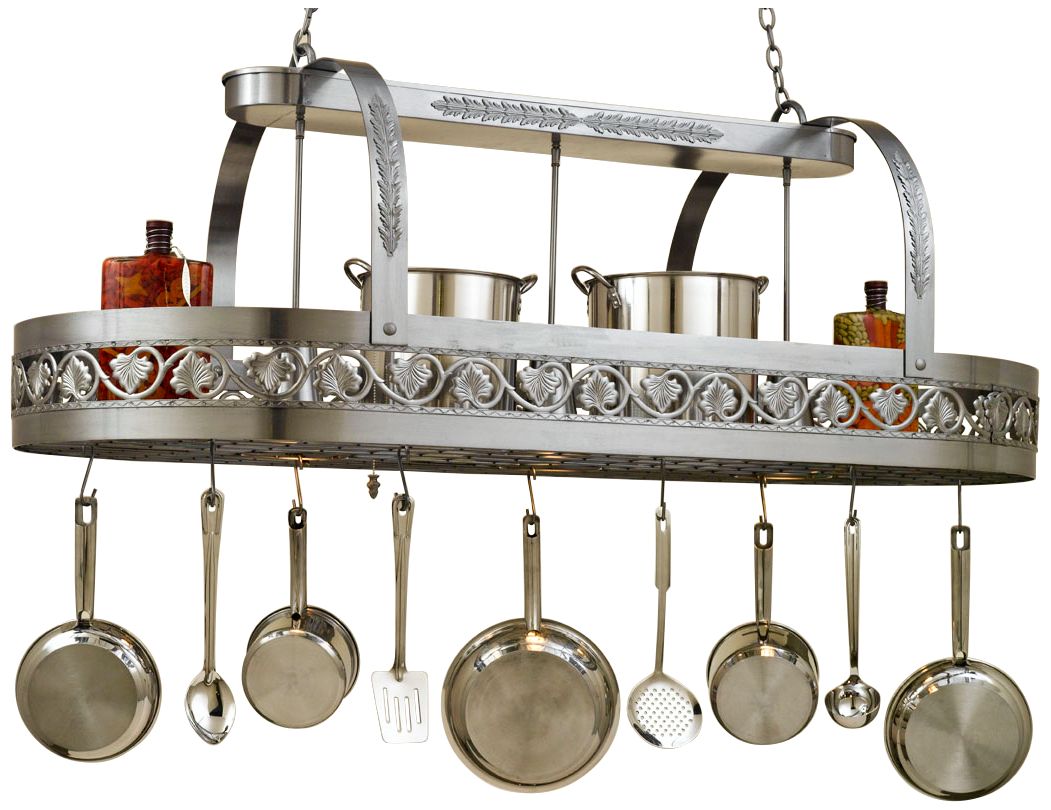 Sandra Lee Leaf 65" Wide Satin Steel Pot Rack Chandelier