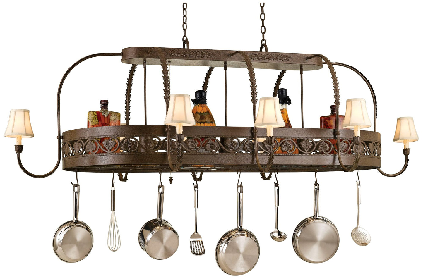 Sandra Lee Leaf 86" Wide 11-Light Tuscany Kitchen Pot Rack Chandelier