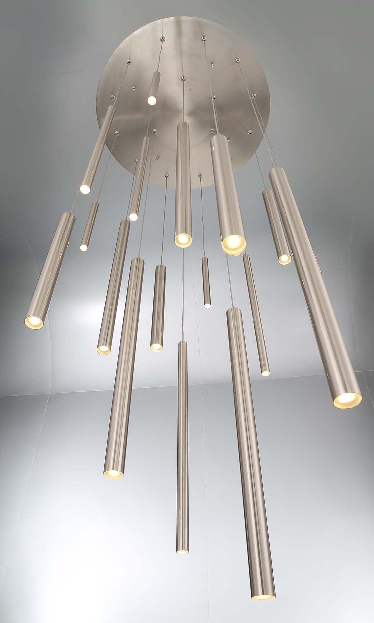 Santana 24"W Satin Nickel 18-Light LED Suspension Chandelier